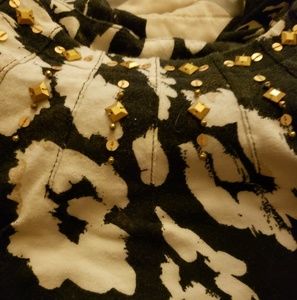 Black and white dress top embellished neckline